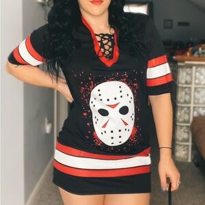 Black and Red Jason Voorhees Dress with Mask Purse